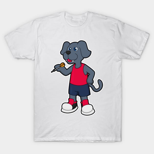 Dog as Dart player with Darts T-Shirt by Markus Schnabel